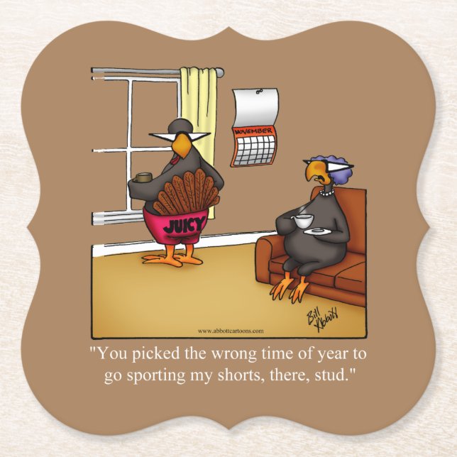 Funny Thanksgiving Humour Paper Coaster (Front)