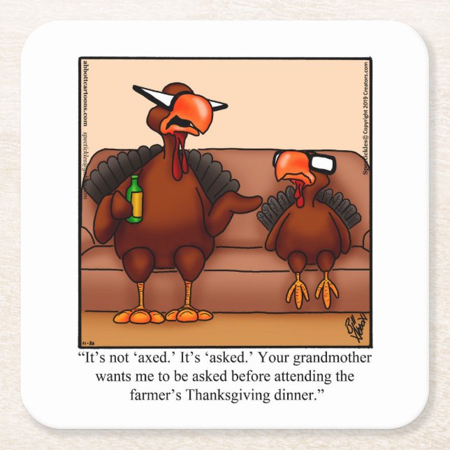 Funny Thanksgiving Humour Party Coasters (Front)