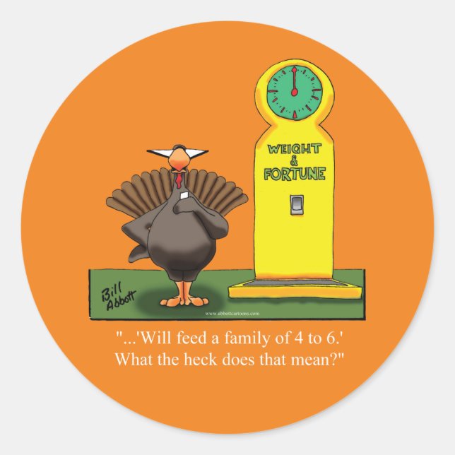 Funny Thanksgiving Humour Round Stickers (Front)