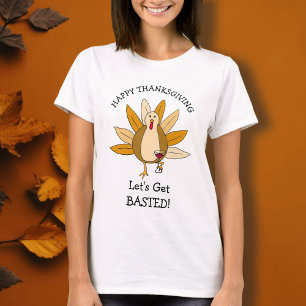 Funny Thanksgiving Humour Turkey with Wine T-Shirt