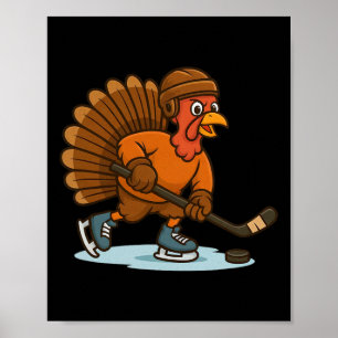 Funny Thanksgiving Ice Hockey Turkey Day Player Bo Poster