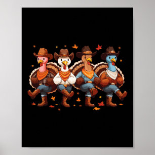 Funny Thanksgiving Line Dance Matching Family Grou Poster