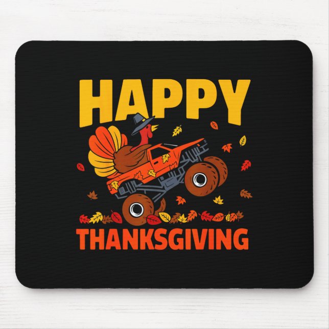 Funny Thanksgiving Monster Truck Turkey Ride Fall  Mouse Mat (Front)