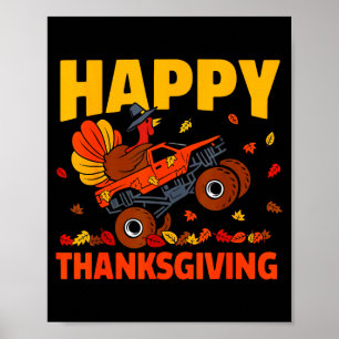 Funny Thanksgiving Monster Truck Turkey Ride Fall  Poster