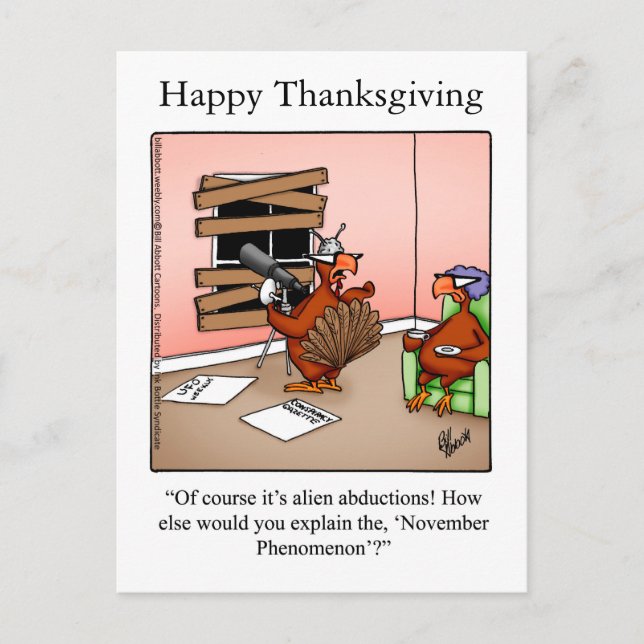 Funny Thanksgiving "November Phenomenon" Postcard (Front)