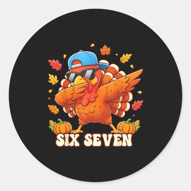 Funny Thanksgiving Outfit Kids Toddler Boys Dab Tu Classic Round Sticker (Front)