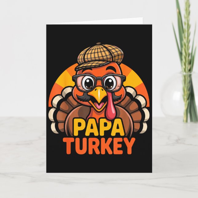 Funny Thanksgiving Papa Turkey Family Matching Men Card (Front)