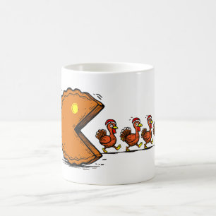 Funny Thanksgiving Pie Eating Turkey Retro Gaming Coffee Mug