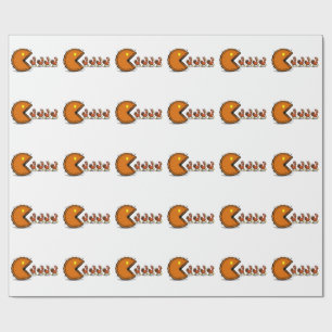 Funny Thanksgiving Pie Eating Turkey Retro Gaming Wrapping Paper