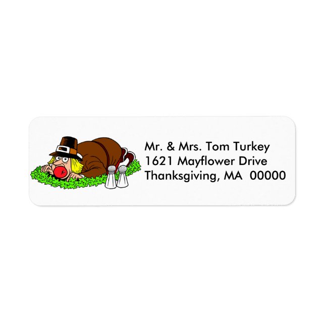 Funny Thanksgiving Pilgrim Return Address Labels (Front)