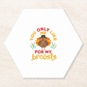 Funny Thanksgiving Pilgrim Turkey Paper Coaster