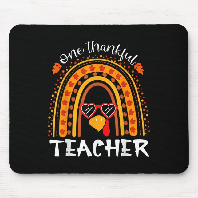Funny Thanksgiving Rainbow Leopard Fall One Thankf Mouse Mat (Front)