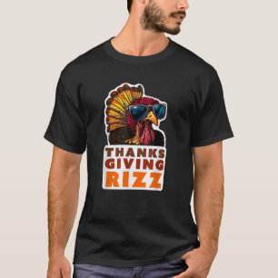 Funny Thanksgiving Rizz Cool Turkey Kid Skibidi Aw T-Shirt
