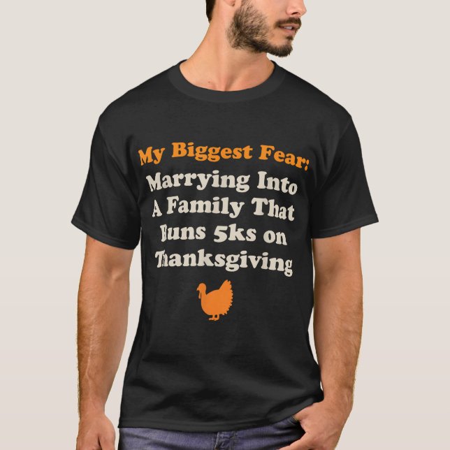 Funny Thanksgiving Running Turkey Trot Marrying In T-Shirt (Front)
