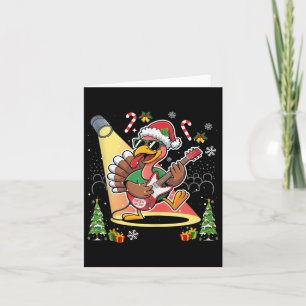 Funny Thanksgiving Santa Hat Turkey Rock Star Play Card