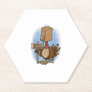 Funny Thanksgiving Shirts Turkey Shirt Fake Cat Me Paper Coaster
