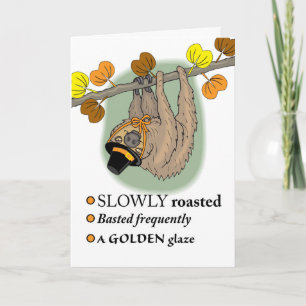 Funny Thanksgiving, Sloth with Pilgrim Hat Holiday Card