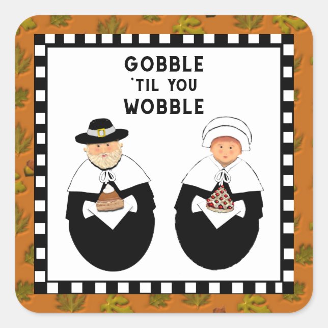 Funny Thanksgiving Square Sticker (Front)