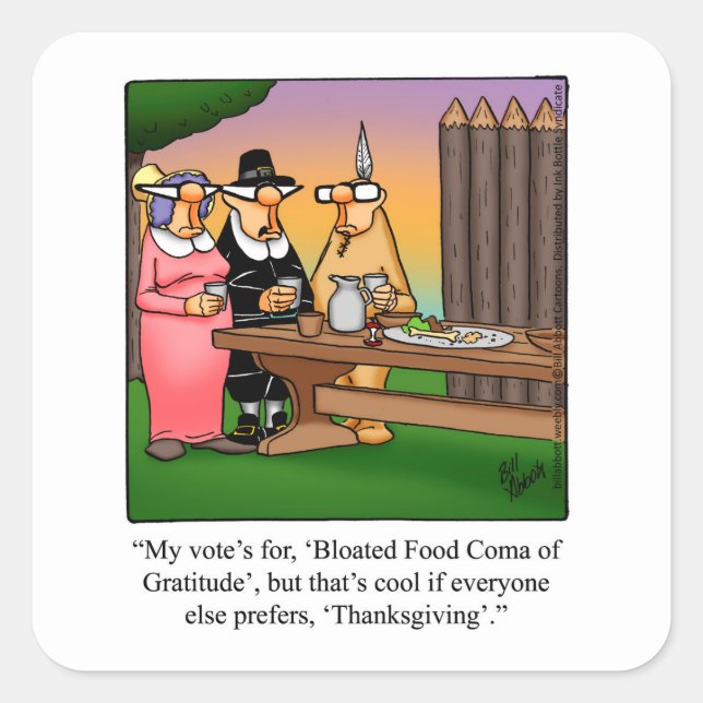 Funny Thanksgiving Stickers "Food Coma" (Front)