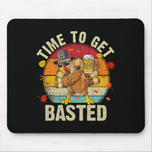 Funny Thanksgiving Tee Beer Turkey Drinking Footby Mouse Mat