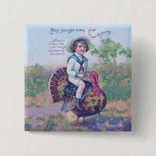 Funny Thanksgiving Turkey 15 Cm Square Badge