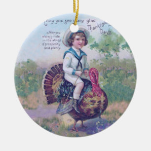 Funny Thanksgiving Turkey Ceramic Tree Decoration