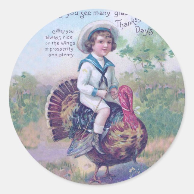 Funny Thanksgiving Turkey Classic Round Sticker (Front)