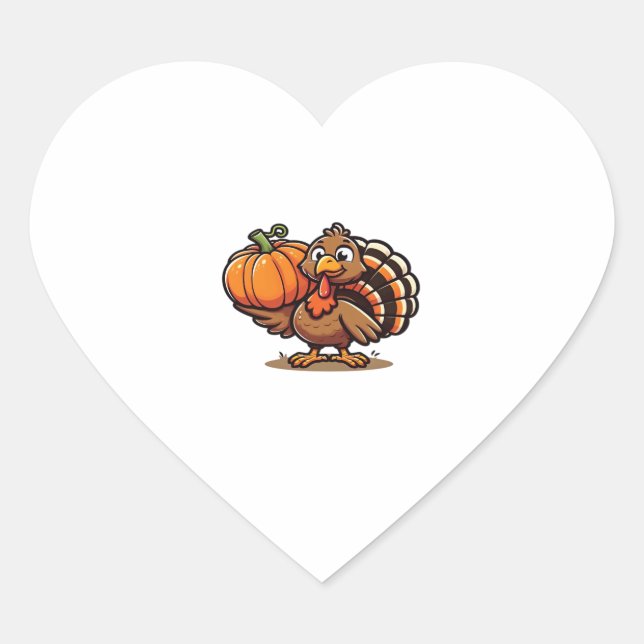 Funny Thanksgiving Turkey Design  Family Holiday M Heart Sticker (Front)