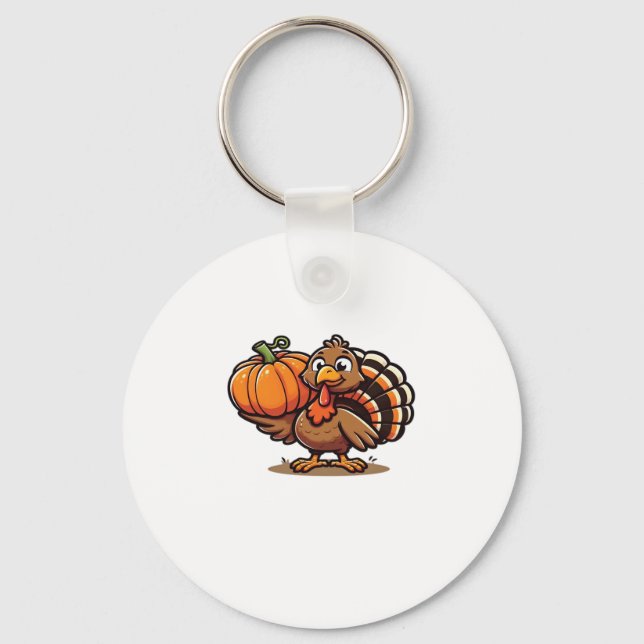 Funny Thanksgiving Turkey Design  Family Holiday M Key Ring (Front)