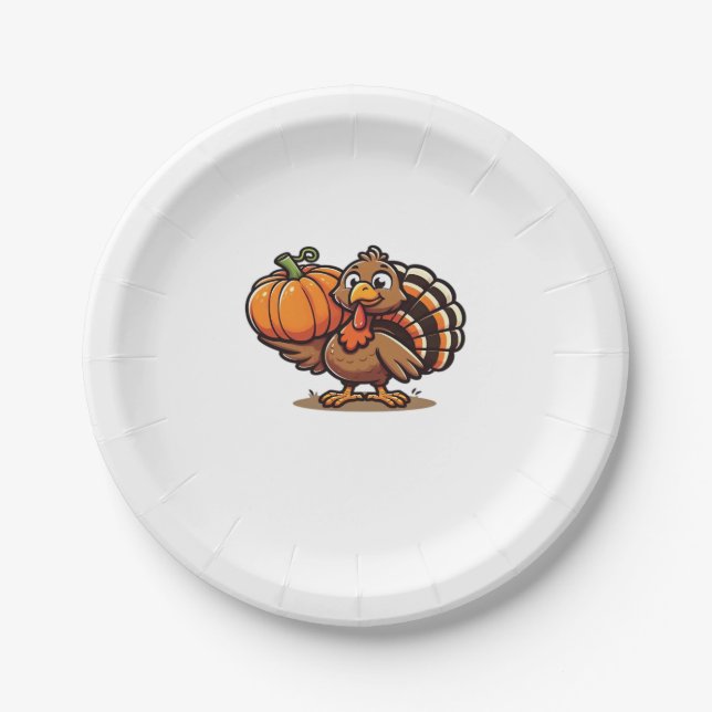 Funny Thanksgiving Turkey Design  Family Holiday M Paper Plate (Front)