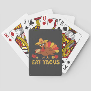 Funny Thanksgiving turkey eating tacos Playing Cards