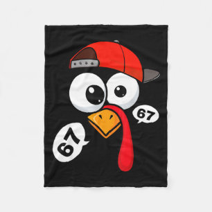 Funny Thanksgiving Turkey Face 67 Six Seven Boy Me Fleece Blanket