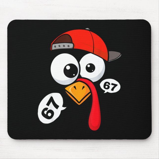 Funny Thanksgiving Turkey Face 67 Six Seven Boy Me Mouse Mat (Front)