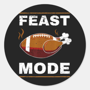 Funny Thanksgiving Turkey Feast Mode American Foot Classic Round Sticker
