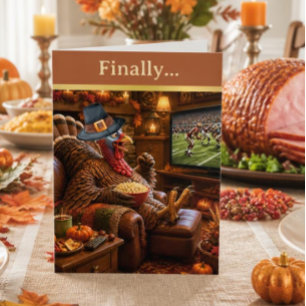 Funny Thanksgiving Turkey Football Game Holiday Card