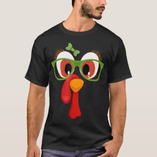 Funny Thanksgiving Turkey Girl Face Sunglasses Bro T-Shirt