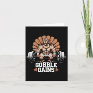 Funny Thanksgiving Turkey Gobble Gains Gym Workout Card