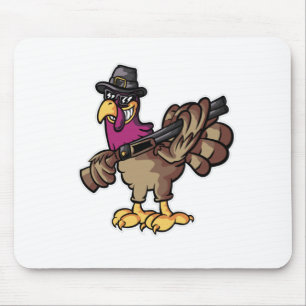 Funny Thanksgiving Turkey Hunter Mouse Mat