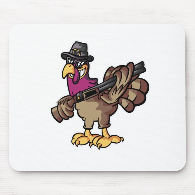 Funny Thanksgiving Turkey Hunter Mouse Mat (Front)