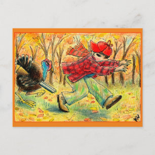 Funny Thanksgiving Turkey Hunter postcard