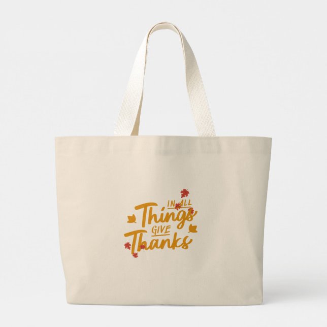 Funny Thanksgiving Turkey in Fall  Large Tote Bag (Back)