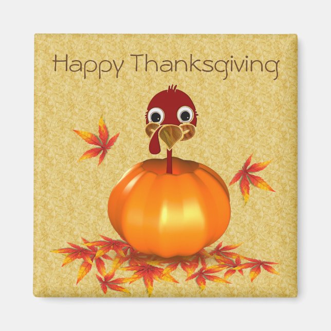 Funny Thanksgiving Turkey in Pumpkin - Magnet (Front)