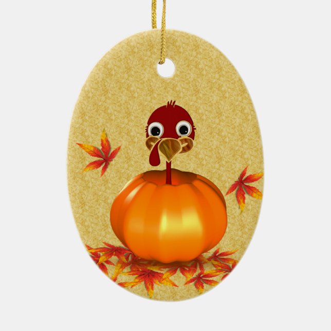 Funny Thanksgiving Turkey in Pumpkin - Ornament (Back)