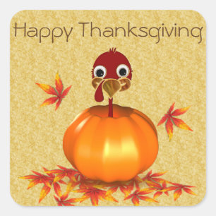 Funny Thanksgiving Turkey in Pumpkin - Sticker