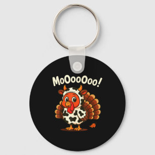 Funny Thanksgiving Turkey Moo Cow Disguise Men Wom Key Ring