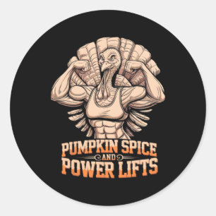 Funny Thanksgiving Turkey Powerlifting Gym Workout Classic Round Sticker