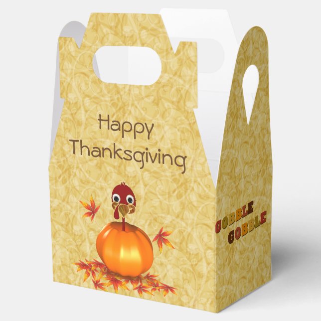 Funny Thanksgiving Turkey Pumpkin Favour Box Gable (Opened)