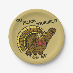 Funny Thanksgiving Turkey Pun Paper Plate