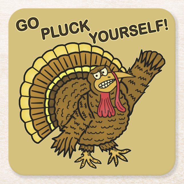 Funny Thanksgiving Turkey Pun Square Paper Coaster (Front)