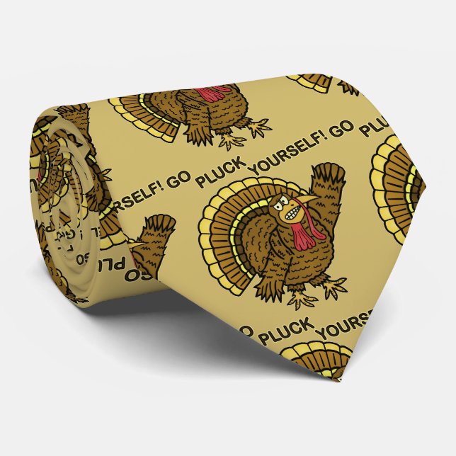 Funny Thanksgiving Turkey Pun Tie (Rolled)